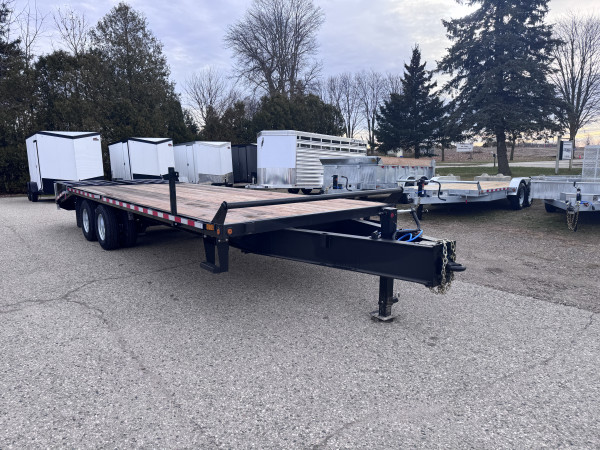 Black 2026 Canada Trailers 102 x 25ft 12 Ton Flatbed at Belore Trailer Sales
